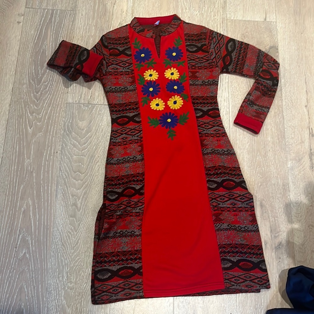 Wool long tunic dress pants set